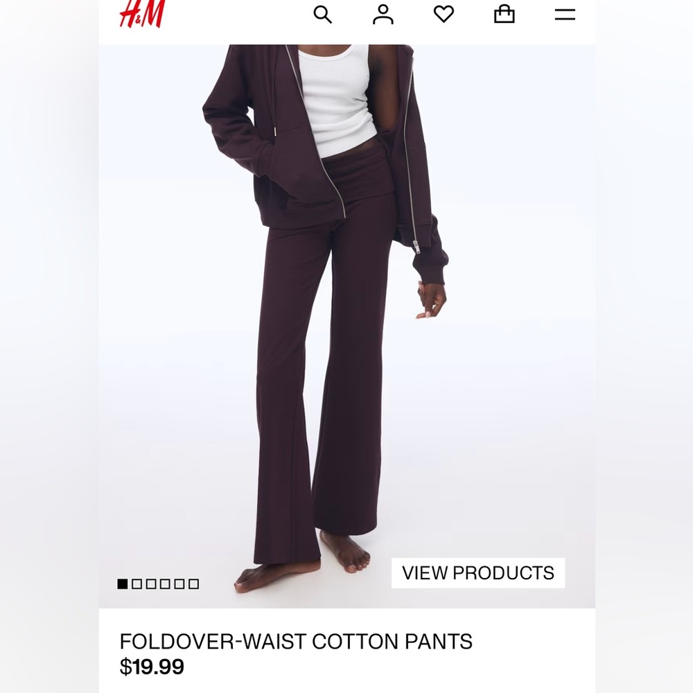 H&M Women's Dark Burgundy Flare Pants
